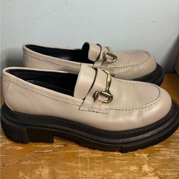Cream Gold chunky loafers with Horsebit Detail size EU 41/ us 10.5 EUC - Picture 3 of 6